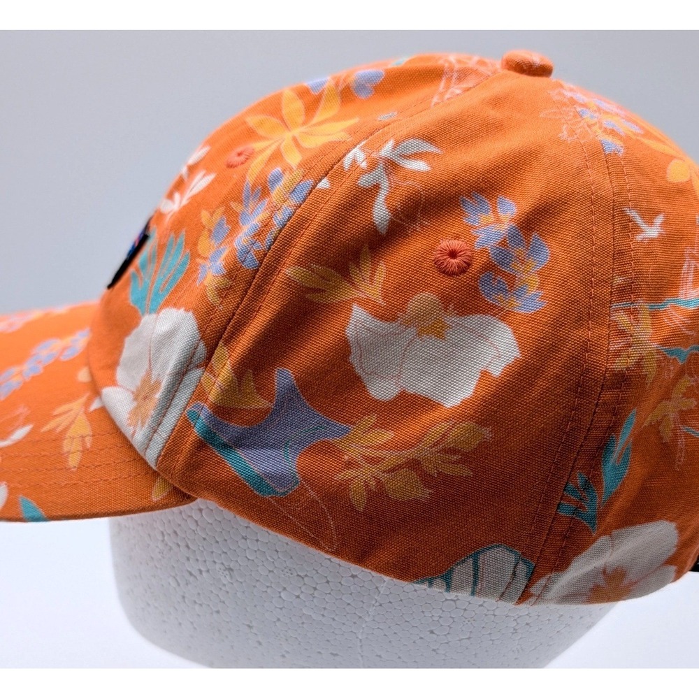 Patagonia Orange Floral Tropical P-6 Label Trad Cap Adjustable Baseball Hat - Picture 5 of 6